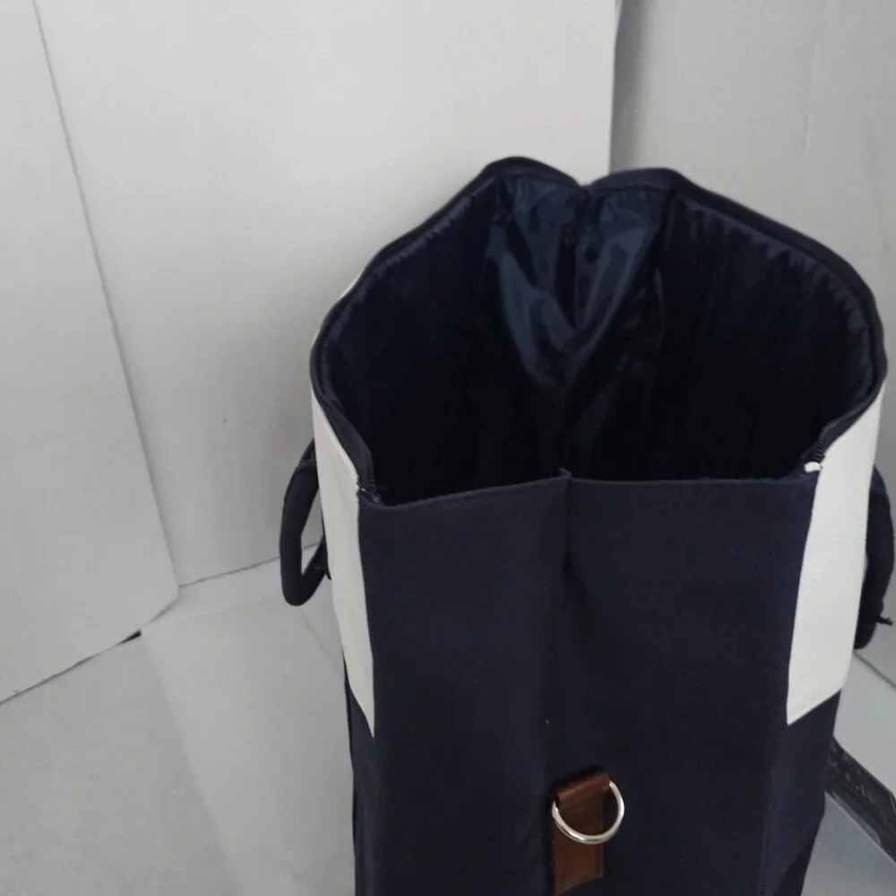 Polo Ralph Lauren Navy Canvas & Leather Trim Large Tote Travel Carryall bag - Picture 8 of 17